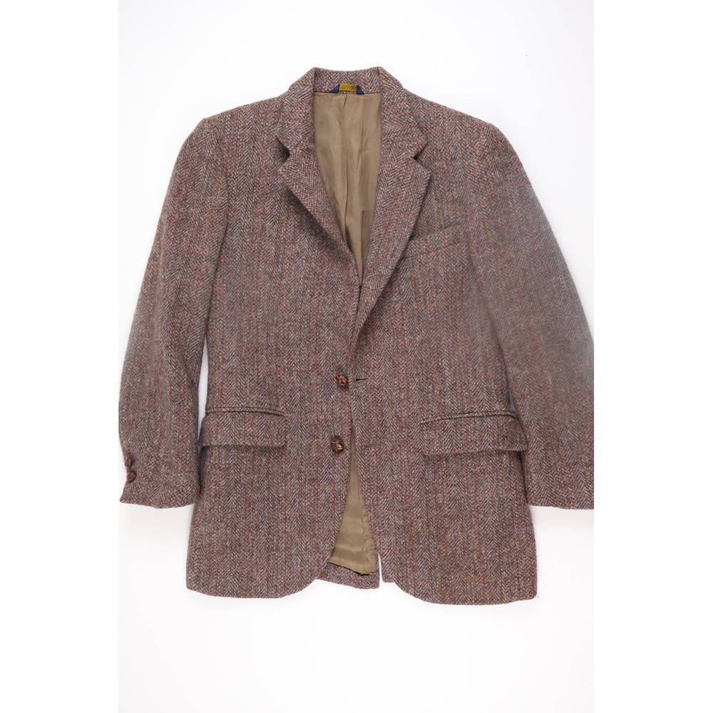 Harris Tweed Mens Blazer Sport Coat Brown Herringbone 100% Wool